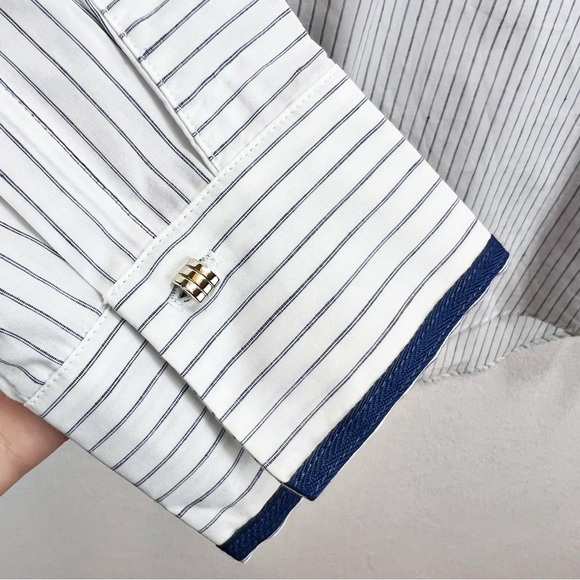 Massimo Dutti Striped Blouse Size M Navy and White Striped Classic Staple Piece - Picture 5 of 7